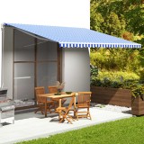 VidaXL P&acirc;nză de rezervă copertină, albastru și alb, 5x3,5 m