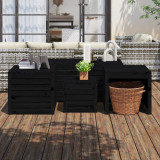 Set cutii de gradina, 4 piese, negru, lemn masiv de pin GartenMobel Dekor, vidaXL