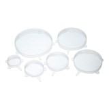 Set 12 Capace Silicon Premium flexibile, inlocuitor folie strech, dimensiuni diferite, reutilizabile, elastice, Alb transparent