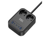 Prelungitor KEL 2m 7 prize 16A 3x1,5mm&sup2; PVC negru W-01492