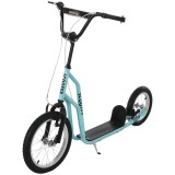 HOMCOM Kinderroller ab 5 jahre Scooter Tretroller Cityroller Kinder Roller Kickboard cu roti gonflabile 16/12 inci Albastru 135 x 58 x 88-94 cm | Aoso