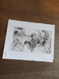 Cumpara ieftin MARCEL CHIRNOAGA, GRAVURA &#039;&#039;CABALINE&#039;&#039; *FORMAT TOTAL - 24*19 CM