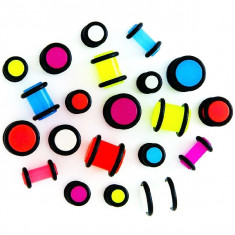 Plug fosforescent, cu inele O negre - Lățime: 2,5 mm, Culoare Piercing: Roz