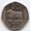 Falklands 20 pence 1998 - Elisabeta a II-a, Cupru-nichel, 21,95 mm, KM-17, America de Nord