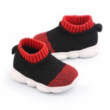 Mocasini tip adidas, negri cu model rosu cu talpa antiderapanta (Marime