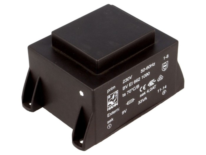 Transformator &icirc;ncapsulat 33VA 230VAC 9V