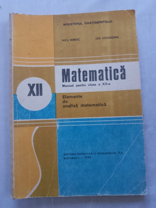 Manual matematica clasa a12a 1993