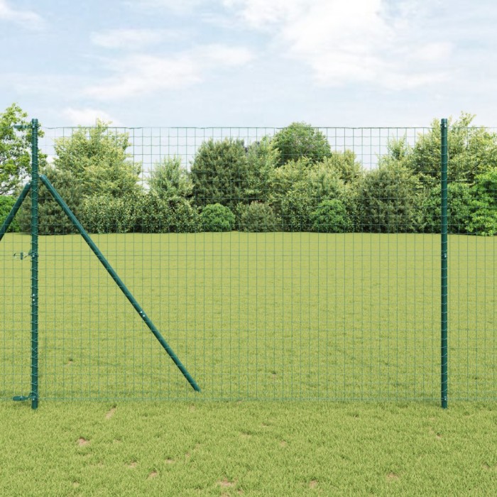 vidaXL St&acirc;lpi de Gard 2 pcs Verde 210 cm Oțel vopsit &icirc;n pulbere