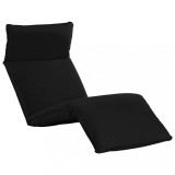 Șezlong Pliabil Negru vidaXL, 175x56x10 cm, 5 Niveluri, Oxford 600D, Cadru Oțel, Impermeabil, Portabil, Gradina/Plaja