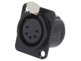 Conector XLR mamă 5 pini cu buton, metal, lipire, negru