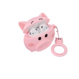 Husa airpods cu inel prindere porc roz, Flippy