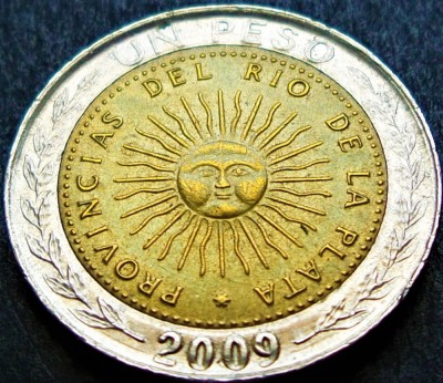 Moneda bimetal comemorativa 1 PESO - ARGENTINA, anul 2009 * cod 1796 A foto