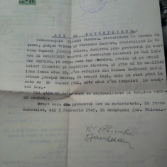 Act notorietate 5 febr. 1945, refugiati Basarabia judetul Soroca 29 iunie 1940