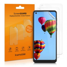 Set 3 Folii de protectie pentru Samsung Galaxy A21s, Kwmobile, Fata, Transparenta, 52569.1