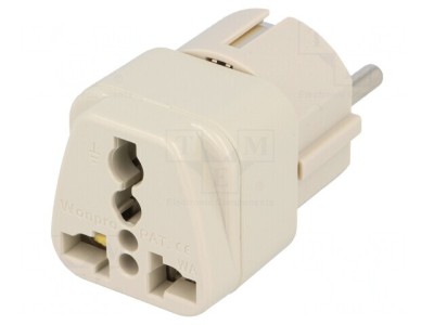 Adaptor Priză Alb Uni-Schuko 250V 10A foto