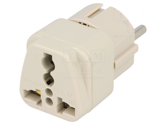 Adaptor Priză Alb Uni-Schuko 250V 10A
