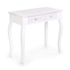 Consola cu 2 sertare din lemn alb patinat Charlene 75 cm x 40 cm x 71 h