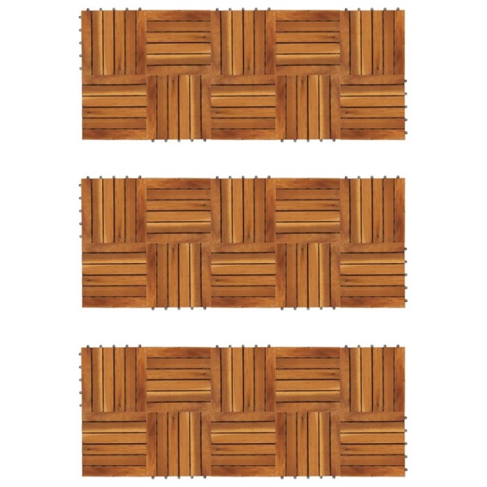 Set dale din lemn de salc&acirc;m cu model vertical 30 x 30 cm, 30 buc.