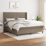 Cumpara ieftin Pat continental cu saltea, gri taupe, 180x200 cm, textil