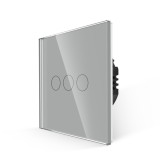 Cumpara ieftin Intrerupator triplu touch din sticla Luxion, gri, 500W
