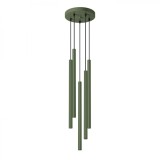 Lampă Suspendată Pastel Verde Măsliniu Oțel 5 Becuri Tub Modern De Interior