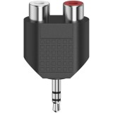 Adaptor Hama audio scurt, Mufa stereo de 3,5 mm - 2 x Mufa RCA, Negru