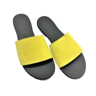 Papuci de dama din piele Elisa Yellow foto