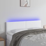 Cumpara ieftin Tăblie de pat cu LED, alb, 144x5x78/88 cm, piele ecologică