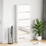 vidaXL Pantofar cu oglindă 5 niveluri, alb extralucios, 63x17x169,5 cm 3228282