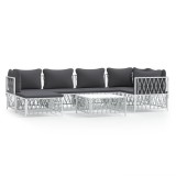 vidaXL Set mobilier de grădină cu perne, 7 piese, alb, oțel 3186894