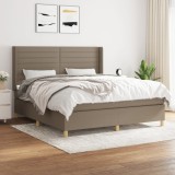 Cumpara ieftin Pat continental cu saltea, gri taupe, 180x200 cm, textil