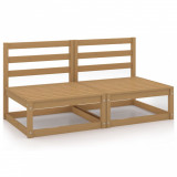 Canapea gradina 2 locuri vidaXL, lemn masiv pin, maro miere, 70x70x67cm, modulara