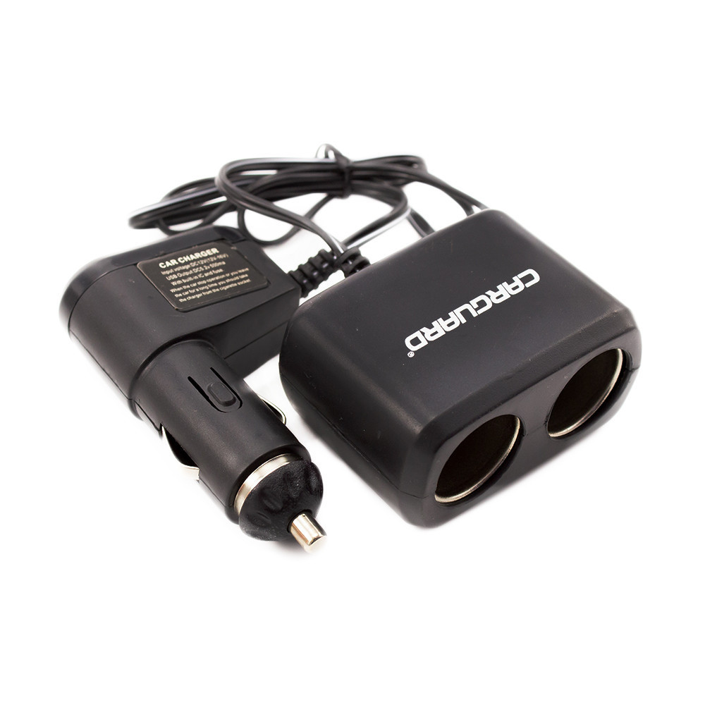 Priză dublă pentru încărcător auto, cu cablu + USB 1A - CARGUARD | Okazii.ro
