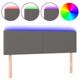 Cumpara ieftin Tablie de pat cu LED, gri, 144x5x78/88 cm, piele ecologica