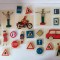Joc semne de circulatie plastic cu magnet, material didactic vintage vechi