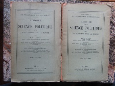 HISTOIRE DE LA SCIENCE POLITIQUE-PAUL JANET 2 VOL foto