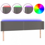 Cumpara ieftin Tablie de pat cu LED, gri, 203x16x78/88 cm, piele ecologica