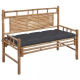 Cumpara ieftin Bancă de grădină cu pernă, 120 cm, bambus