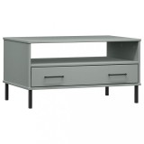 Cumpara ieftin Masuta cafea picioare metalice gri 85x50x45cm lemn masiv "OSLO