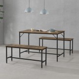 Set masa bucatarie cu 2 banci Pajala [en.casa] HausGarden Leisure