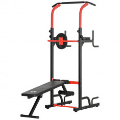 HOMCOM statie pentru fitness 180-230 cm, pliabila, negru | AOSOM RO