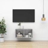 VidaXL Dulap TV montat pe perete, gri beton, 37x37x72 cm, PAL