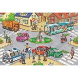 Puzzle Schmidt: Mijloace de transport, Set de 2 x 26 piese si 2 x 48 piese + Bonus: cufar metalic