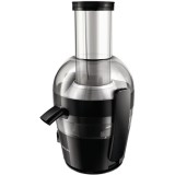 Storcator de fructe si legume Viva Collection HR1855/70, 700 W, recipient suc 0.8 l, recipient pulpa 1.2 l, 1 viteza, tub de alimentare 75 mm, negru, Philips