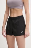 Asics pantaloni scurți de alergare Core culoarea negru, neted, medium waist, 2012D182