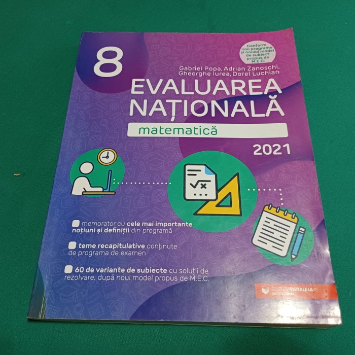 MATEMATICĂ EVALUARE NAȚIONALĂ 2021 CLASA A VIII-A / GABRIELA POPA / 2020 *16
