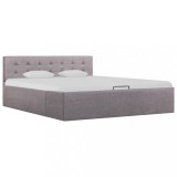 Cumpara ieftin Cadru pat hidraulic Gossi, 140x200 cm, gri taupe, textil, cu lada depozitare