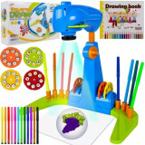 Proiector desene, 12 markere incluse, inaltime reglabila, 4 diapozitive, 32 picturi, caiet, multicolor, Kruzzel