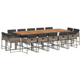 Cumpara ieftin Set mobilier de gradina cu perne, 15 piese, gri, poliratan