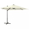 VidaXL Umbrelă &icirc;n consolă cu st&acirc;lp și LED-uri, nisipiu, 300 cm 312328